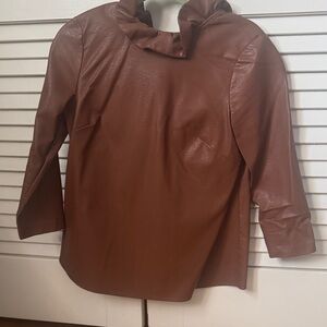 Tuckernuck faux leather blouse small